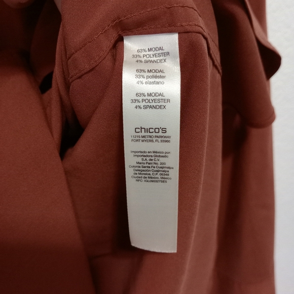 Chico's Women's Button Down Shirt Deep Burnt Orange size 2 - Picture 4 of 11
